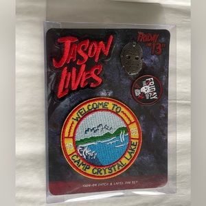 Friday the 13TH Patch and Pin Set. New in package